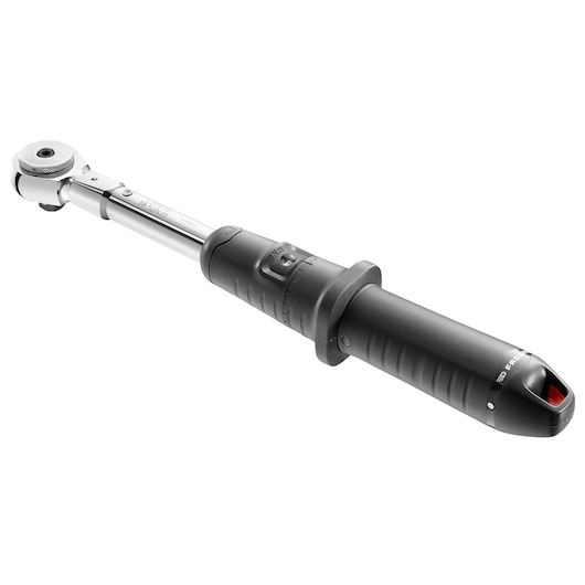 Facom J.209A50 torque wrench with black handle and adjustable scale, side angle on white background.