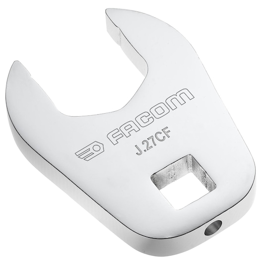 Facom open-end wrench head SKU J_22CF, silver finish, photographed on white background, angled view.