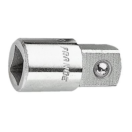 Facom J232 chrome socket adapter, square drive, side product view on white background.