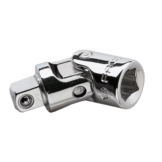Facom J_240A chrome universal joint socket adapter, angled view, for socket wrenches.