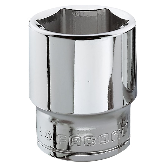 Facom chrome socket, photography of J_24H tool, front view on white background