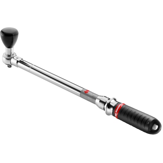 Facom J306A50 torque wrench with black grip and chrome finish, photography, angled on white background.