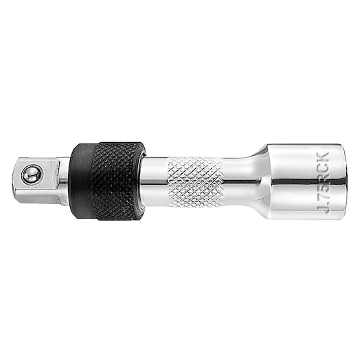 Facom J_75RCK chrome extension bar with knurled grip and black ring, side view on white background.