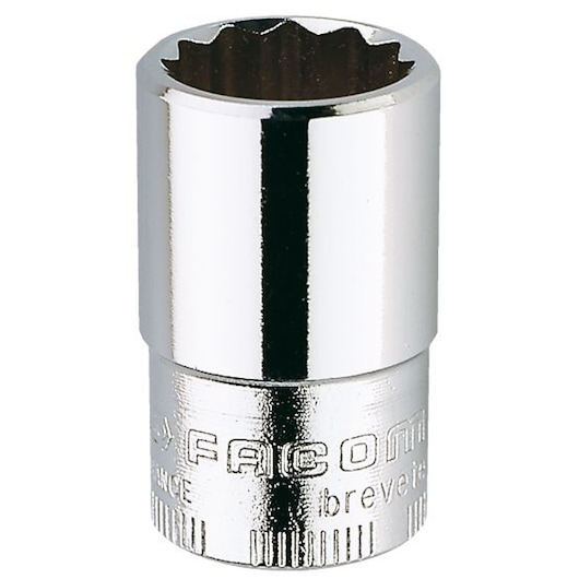Facom JB.5/16 chrome socket, twelve-point, close-up on white background.