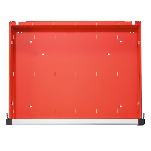 Facom JET.6M3A red tool chest back panel with pre-drilled holes, straight-on angle, white background.