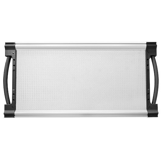 Facom JET.7M5A drawer front panel, silver textured metal with black handles, product photography, top view.