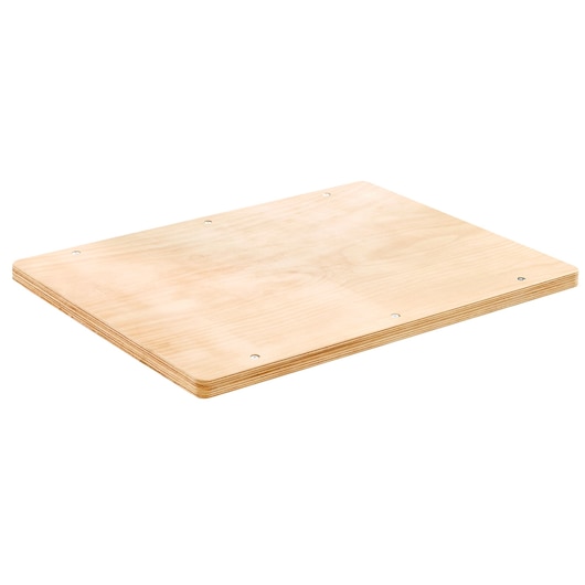 Facom JET.WA14M3 rectangular plywood shelf with rounded corners, screws on surface, product photography, angled view.