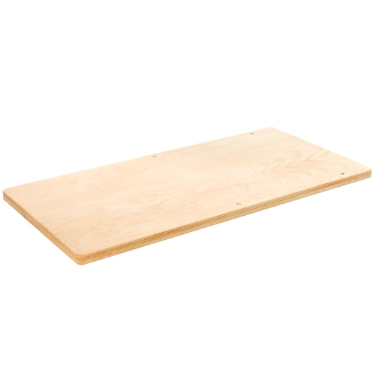 Facom JET.WA14M5 wooden worktop, rectangular light wood panel with visible screws, angled view, white background.