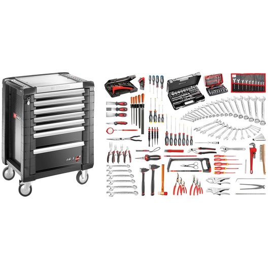 7 Drawers JET Roller Cabinet With Metric Mechanics Set (203 pc)
