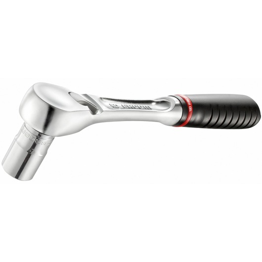 Facom ratchet wrench with ergonomic black and red handle, JL_161, side angle on white background.