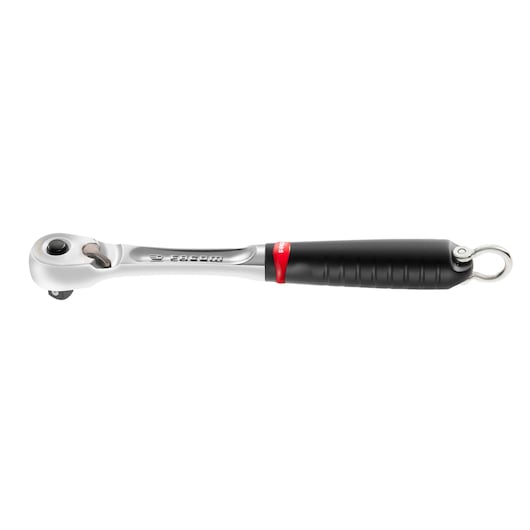 Facom JL_171SLS ratchet with black handle and metal ring, side angle, white background.