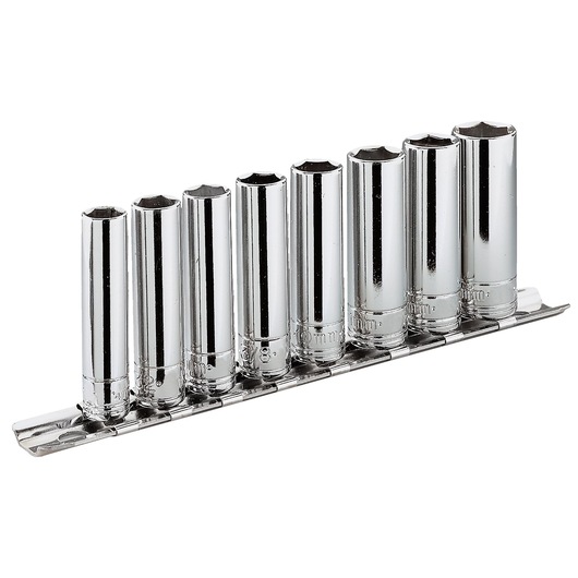 3/8" socket set, 9 pieces, on rack