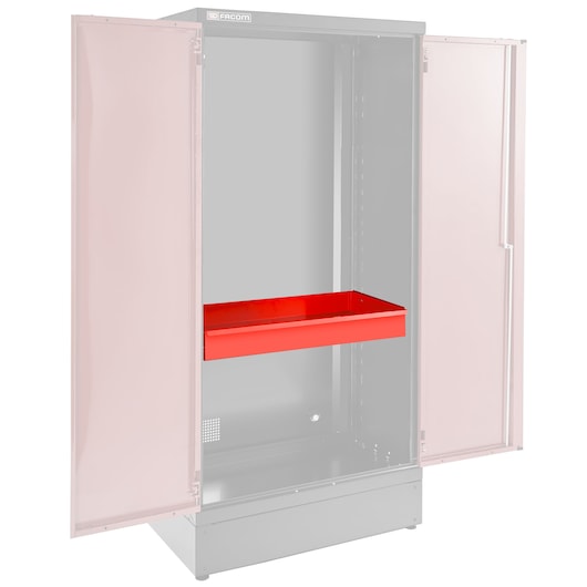 Facom cabinet with open double doors, featuring a central red drawer, SKU JLS3-A1000DR140, front angle.