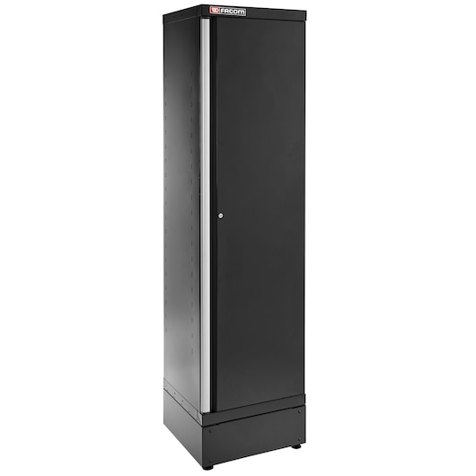 Facom JLS3-A500PPBS tall black metal storage cabinet with single door, angled view on white background.