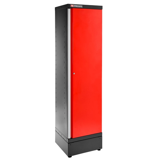 Facom JLS3-A500PP photography of tall red and black tool cabinet, front angle, single door, white background.