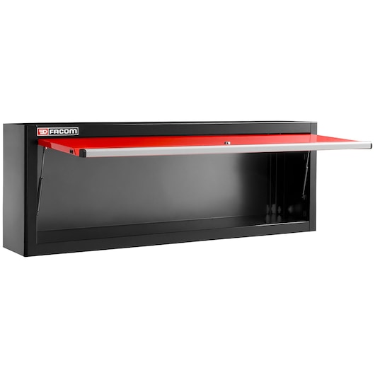 Facom wall-mounted cabinet JLS3-CHDPP with black body and red lift-up door, front angle on white background.