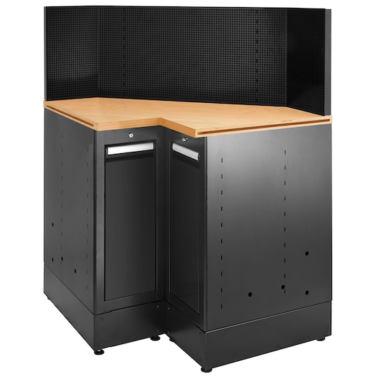 JLS3 SINGLE CORNER BASE UNIT WITH WOODEN WORKTOP BLACK