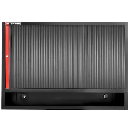 Facom JLS3-MHDR black wall cabinet with ribbed sliding door, red accent, photographed from the front.