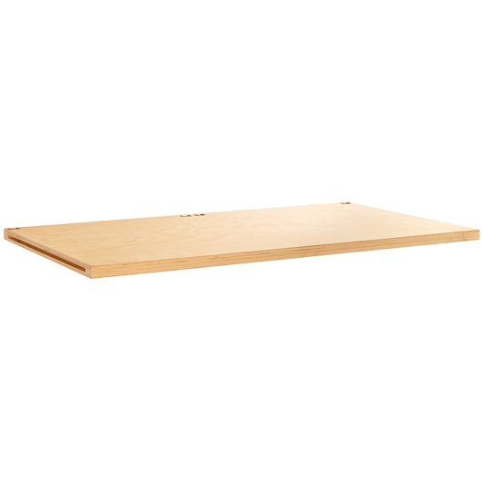 Facom JLS3-PB2 wooden workbench top, rectangular, light wood, angled side view on white background.