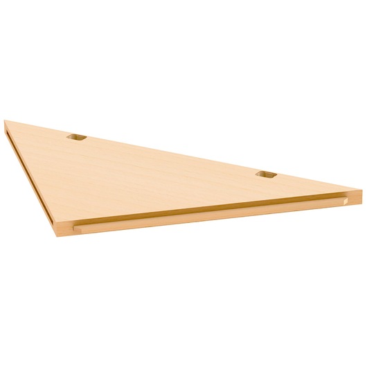 Facom JLS3-PBA photography of triangular light wood panel with two cutouts, angled on white background.