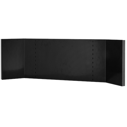 Photo of Facom JLS3-PPAVACSBS black metal corner perforated panel for tool storage, angled on white background.