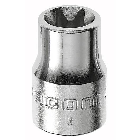 Facom JTX_12 chrome socket tool, front angle, engraved brand and SKU visible.
