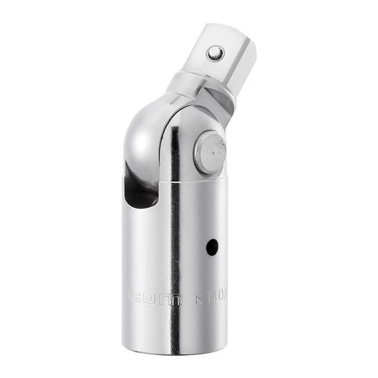 Facom K140A chrome universal joint socket adapter, product photography, angled view on white background.