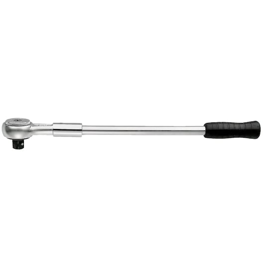 Photo of Facom K_154B chrome ratchet wrench with long handle and black grip, side view on white background.