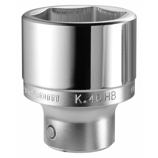 Facom K_19HB chrome socket tool, photography, front angle on white background.