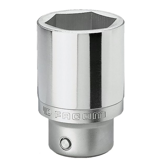 Facom K_24LA chrome socket, hexagonal design, photo on white background, tool accessory.