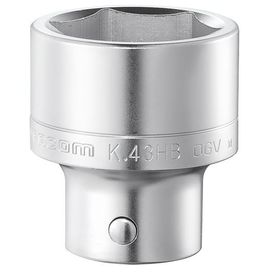 Facom socket, silver finish, SKU K_33HB, side angle on white background.