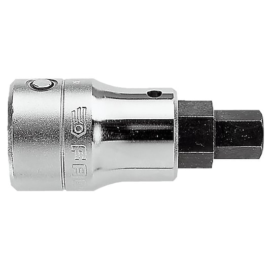 Facom KT_14A chrome hex socket photographed on white background, showing side view.