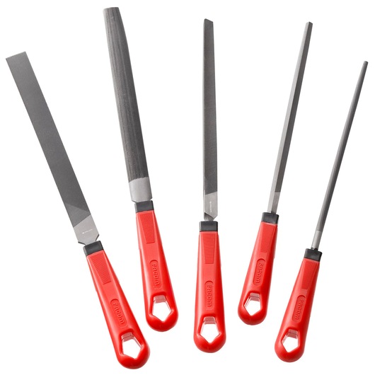 Facom LIM200EM_J5 file set with red handles, front view on white background.