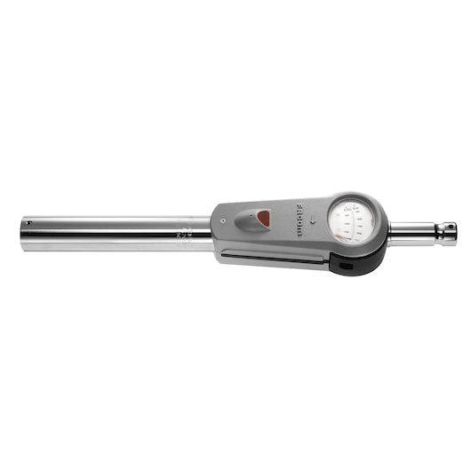 Facom M200DB torque wrench with analog gauge, silver body, side view, on white background.