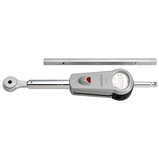 Photo of Facom M_201B torque wrench with analog dial and extension bar, on white background, hand tool category.
