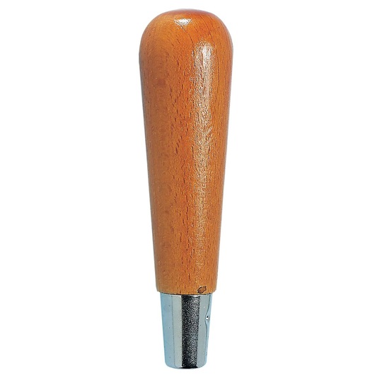 Facom MAN_0 photography of brown wooden handle with metal tip, front view, white background.