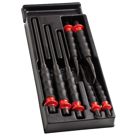 Sheath punch & chisel set, 7 pieces, packaged