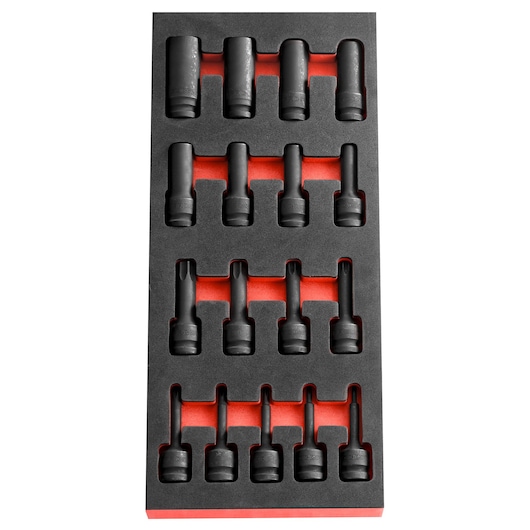 1/2" impact TORX® bit socket set, 17 pieces, foam module