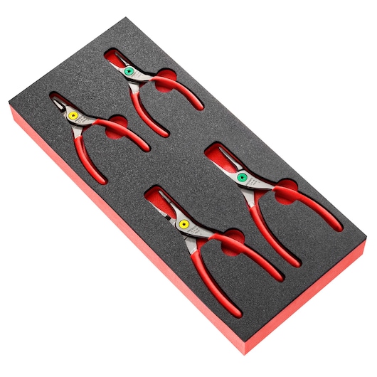 Foam module of 4 straight nose Circlips® pliers,