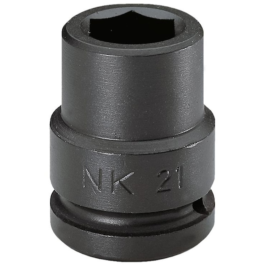 Photo of Facom socket, matte black finish, engraved with NK 21, product type photography, SKU NK_24A, front angle.