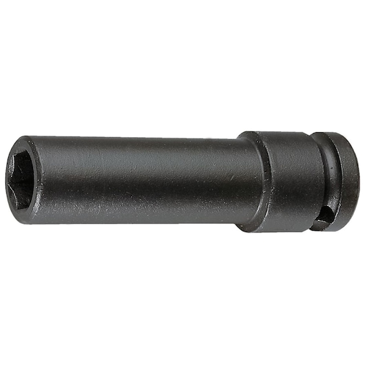 Facom NK_32LA black metal socket with hexagonal opening, side view, photography on white background.