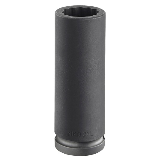 Facom NKD_26L long black impact socket, shown upright on white background, cylindrical with twelve-point opening.