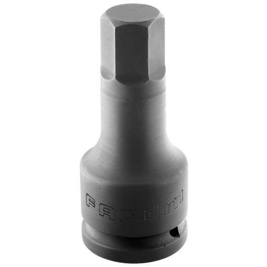 Facom NKHM_24 hex impact socket, black finish, front angle on white background.