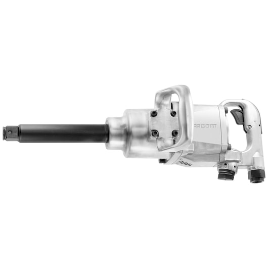 Facom NM_1010LF2 silver pneumatic impact wrench with long anvil, side view on white background.