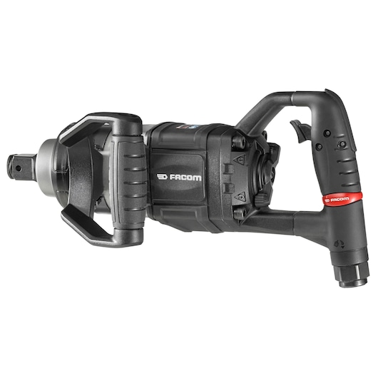 Facom NM.3030FPB pneumatic impact wrench, black with ergonomic side and rear handles, right side view, white background.