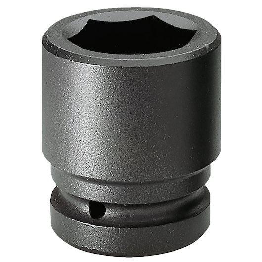 Facom NM_35A black impact socket, cylindrical shape, white background, product photo, oblique angle.