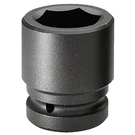 Facom NM_41A black impact socket with hex opening, photography on white background, front angle.