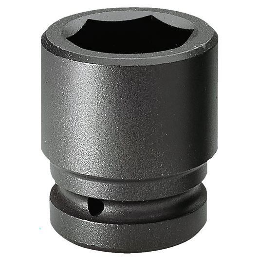 Facom NM_58A black impact socket, hex opening, photography on white background, front angle.