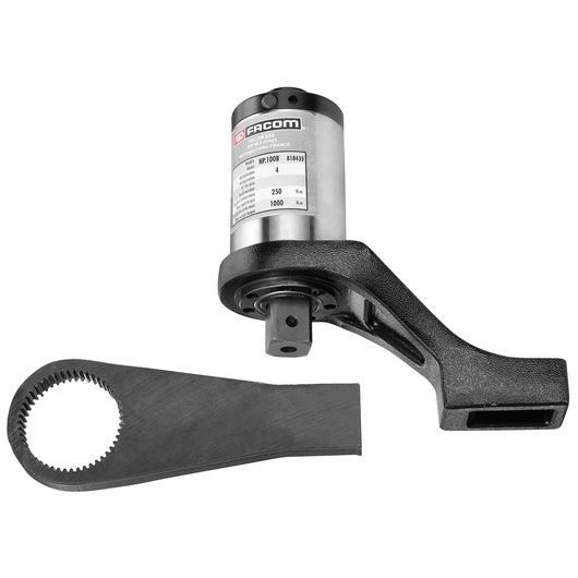 Facom NP_100B torque multiplier with black reaction arm, photographed on white background, product angle view.