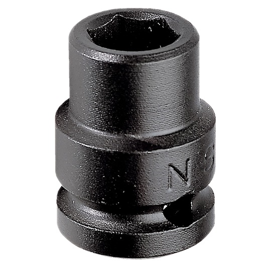 Facom NS_21A black impact socket, photography, front angle on white background.